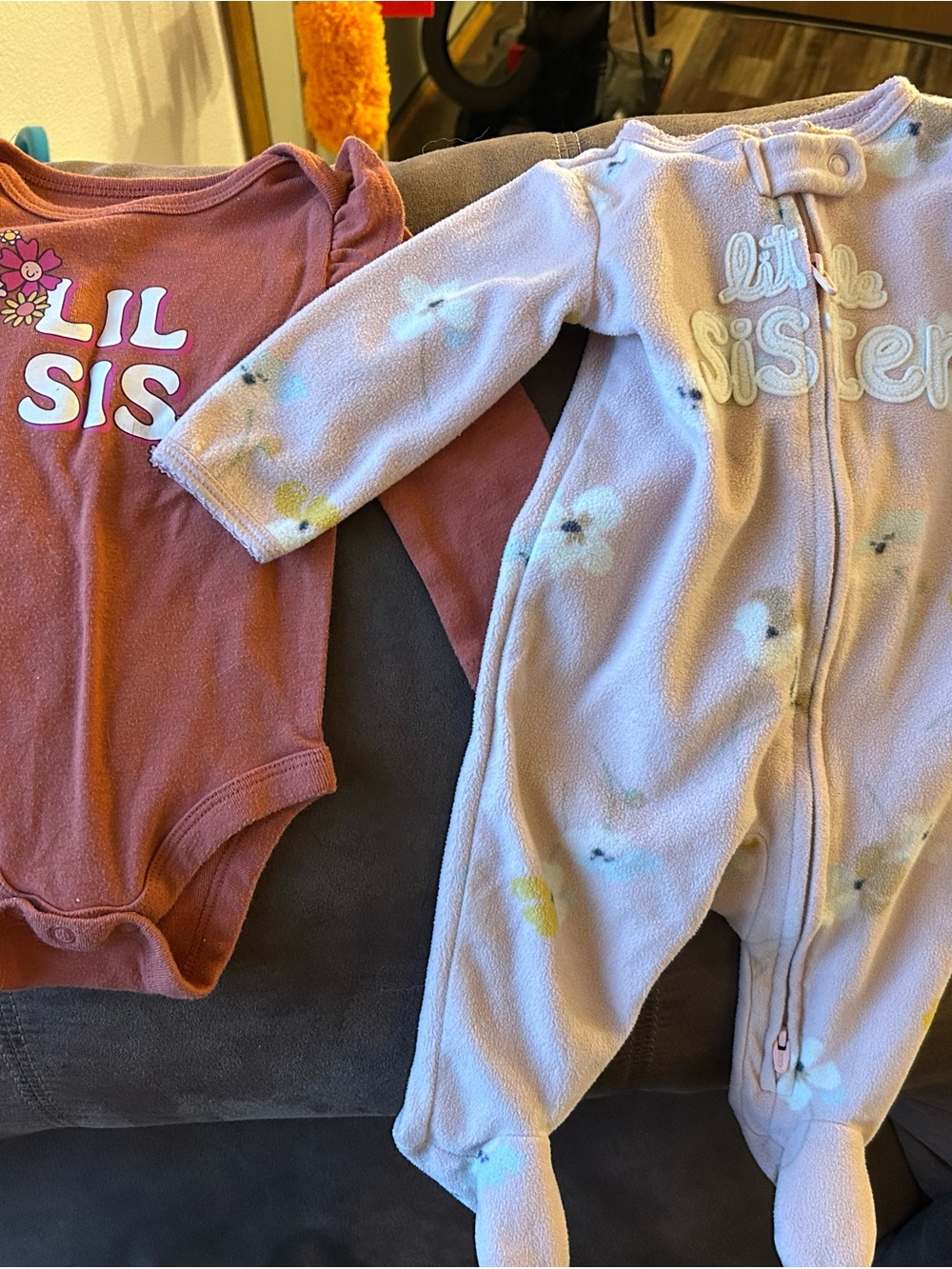 Lil Sis Pink One-Piece and Light Pink Sleep Romper Set